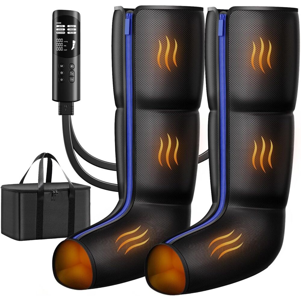 Heated Air Compression Foot & Calf Massager 6 Modes 9 Intensities